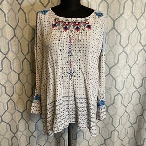 Johnny Was Sheer Embroidered Long Sleeve Blouse ❤️ BIYA Collection